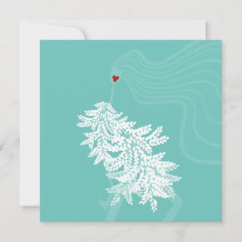 Convite Ilustração de Moda Mínima Botânica de Cabelo Longo