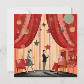 Convite Ilustração de Natal Retroativa com pessoas
