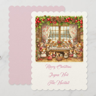 Convite Ilustração de ratos da família Feliz Natal
