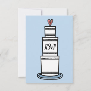 Convite Ilustração de RSVP de Bolo de Casamento Personaliz
