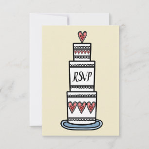 Convite Ilustração de RSVP de Bolo de Casamento Personaliz