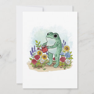 Convite Ilustração de Sapo Caprichoso em Jardim de Flores