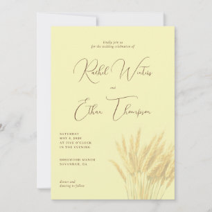 Convite Ilustração de Trigo Creme Elegante