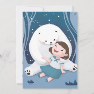Convite Ilustração de Urso Polar e Criança
