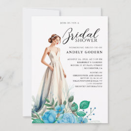Convite Ilustração de vestido elegante com chá de noiva