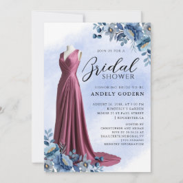 Convite Ilustração de Vestido Elegante com Chuveiro de Noi