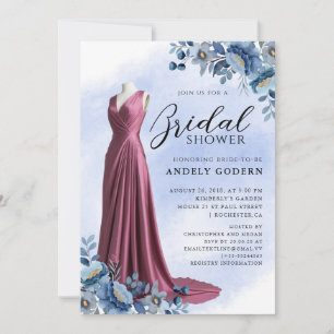 Convite Ilustração de Vestido Elegante com Chuveiro de Noi