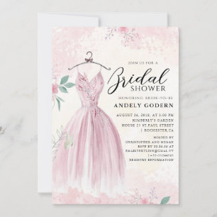 Convite Ilustração de Vestido Elegante com Chuveiro de Noi