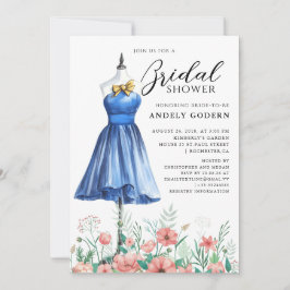 Convite Ilustração de vestido elegante com chuveiro de noi
