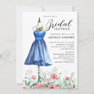 Convite Ilustração de vestido elegante com chuveiro de noi