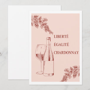 Convite Ilustração de Vinho Engraçado Liberté Égalité Char