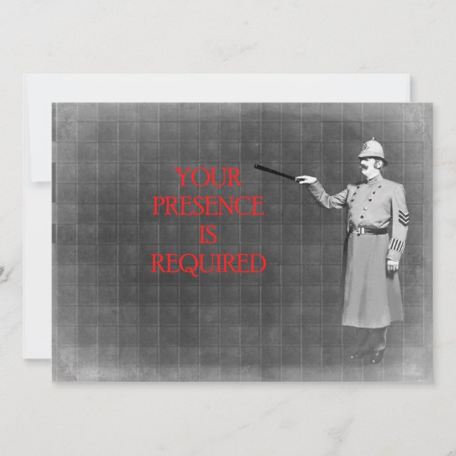 Convite Ilustração de Vintage Police Man (Frente)
