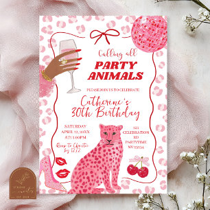 Convite Ilustração Desenhada à Mão Animais de Festa Selvag