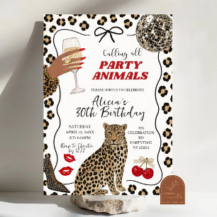 Convite Ilustração Desenhada à Mão Animal de Festa Selvage