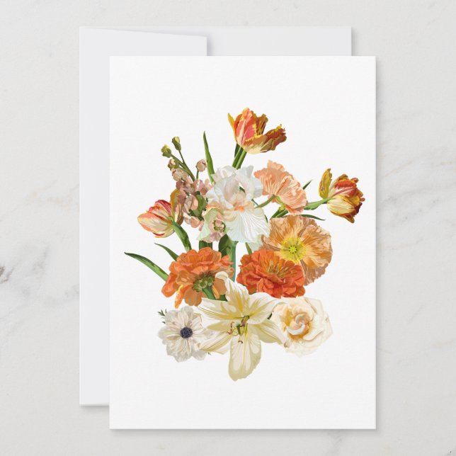 Convite Ilustração desenhada à mão de um buquê de flores. (Frente)