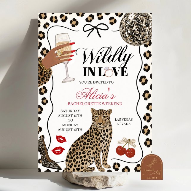 Convite Ilustração Desenhada à Mão Leopardo Perdidamente A (Criador carregado)