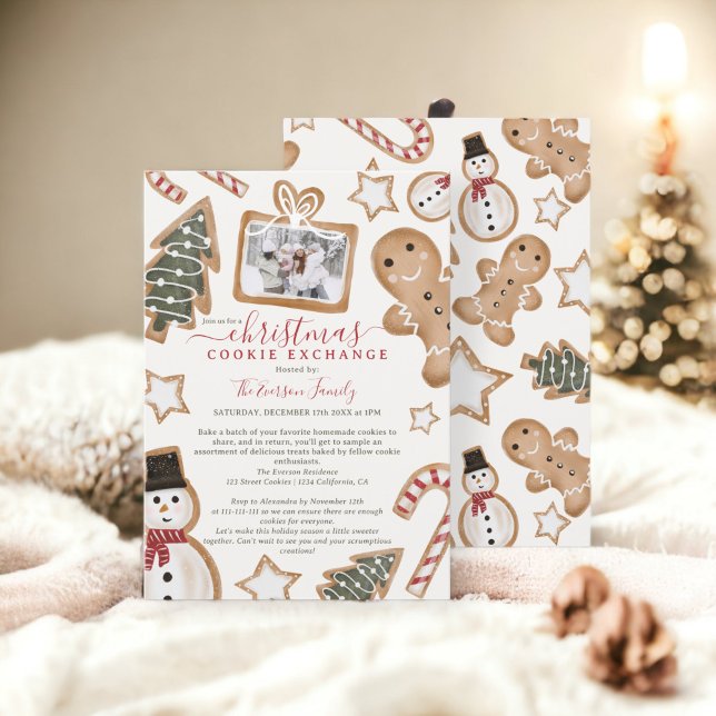 Convite Ilustração divertida festa de troca de biscoitos d (Fun illustration Christmas cookie exchange party Invitation)