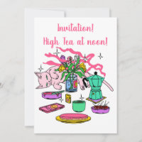 Ilustração do chá de Kitty Cat ao meio-dia