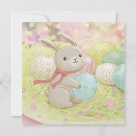 Convite Ilustração do Coelho de Páscoa e Ovos de Páscoa