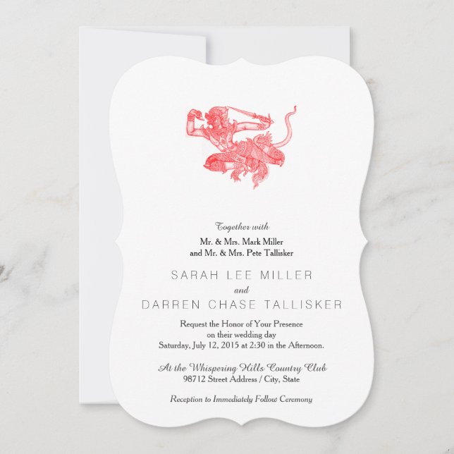 Convite Ilustração do Livro Vintage Hanuman (Frente)