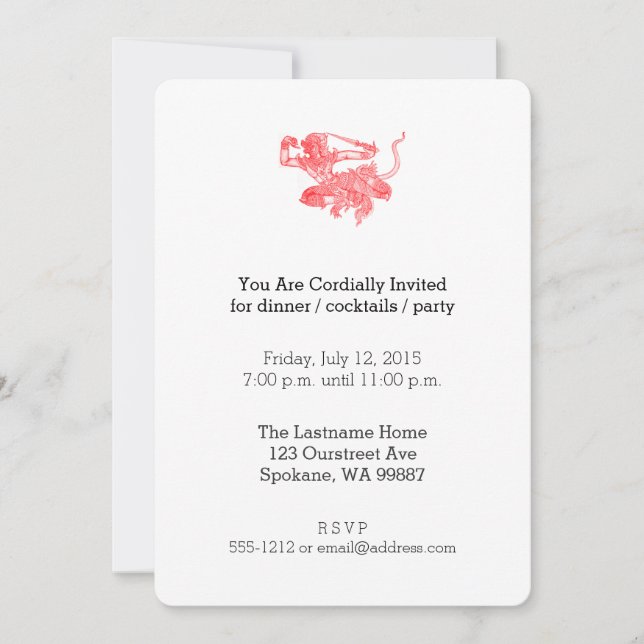 Convite Ilustração do Livro Vintage Hanuman (Frente)