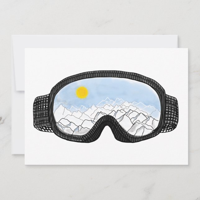 Convite Ilustração do Modo Montanha Ski Goggles (Frente)