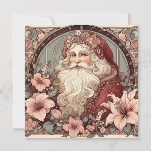 Convite Ilustração do Papai Noel no estilo Art Nouveau