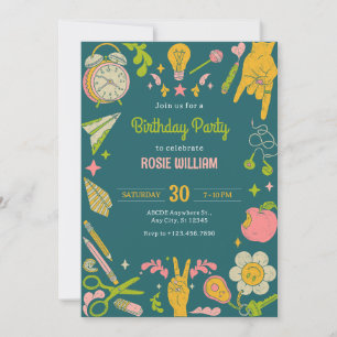 Convite Ilustração do Teen y2k de volta ao aniversário da 