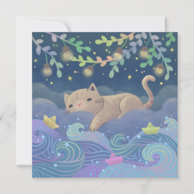 Convite Ilustração Fantasia do Sonho do Gato (Frente)