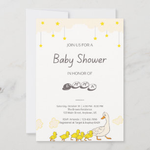Convite Ilustração Minimalista de Chá de Bebê com Pato Fof