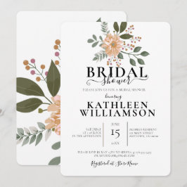 Convite Ilustração Moderna de Flores Chá de Noiva