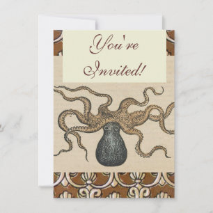 Convite Ilustração Octopus Vintage Kraken