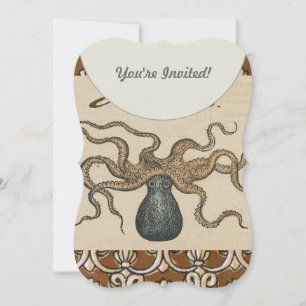 Convite Ilustração Octopus Vintage Kraken