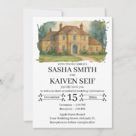 Convite Ilustração Personalizada à Mão do Local de Eventos