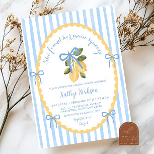 Convite Ilustração Quirky Blue Arco Lemon Italiana Bridal