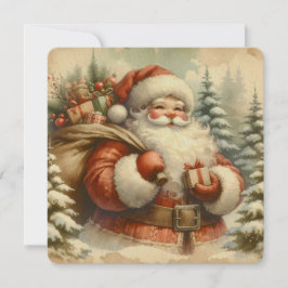 Convite Ilustração Retro do Papai Noel