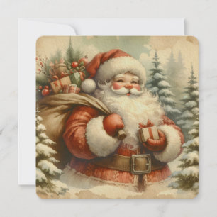 Convite Ilustração Retro do Papai Noel