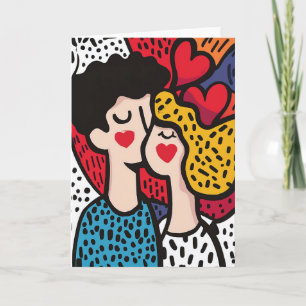 Convite Ilustração Romântica de Arte Pop de um Casal Adorá