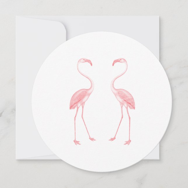 Convite Ilustração Simétrica de Flamingo Moderno (Frente)