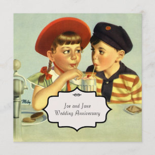 Convite Ilustração Vintage de Jovens Amantes