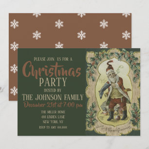 Convite Ilustração Vintage de Papai Noel        