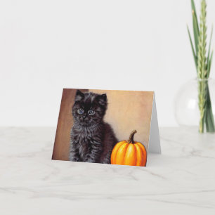 Convite Ilustração Vintage Halloween Black Kitten