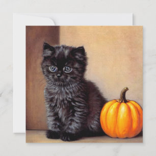 Convite Ilustração Vintage Halloween Black Kitten