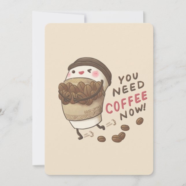 Convite Ilustração Você Precisa de Café Agora (Frente)