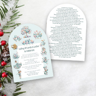 Convite Ilustração Whimsical 12 dias de azul de Natal