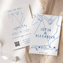 Convite Ilustração Whimsical com Casamento RSVP de Código 