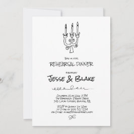 Convite Ilustrações de Dodle Casadas em Preto e Branco