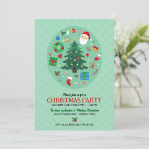 Convite Ilustrações de Natal Festa de Férias
