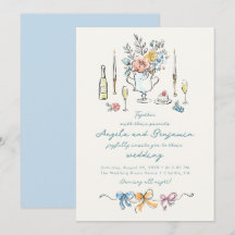 Ilustrações Desenhadas à Mão Casamento Francês Cap