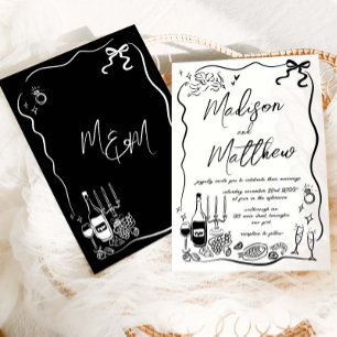 Convite Ilustrações Desenhadas à Mão Garijos Casamento